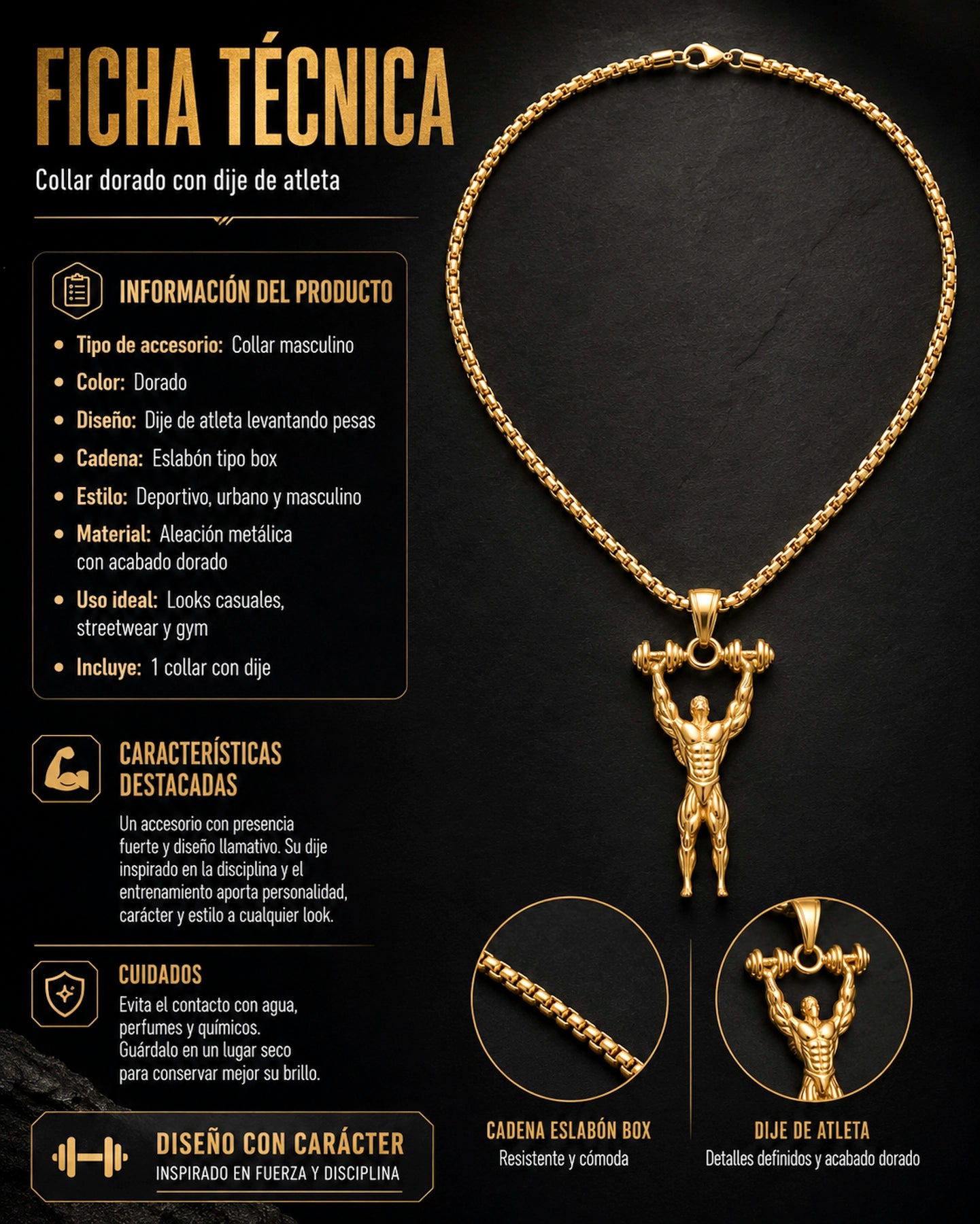 Collar Gym King – Dorado