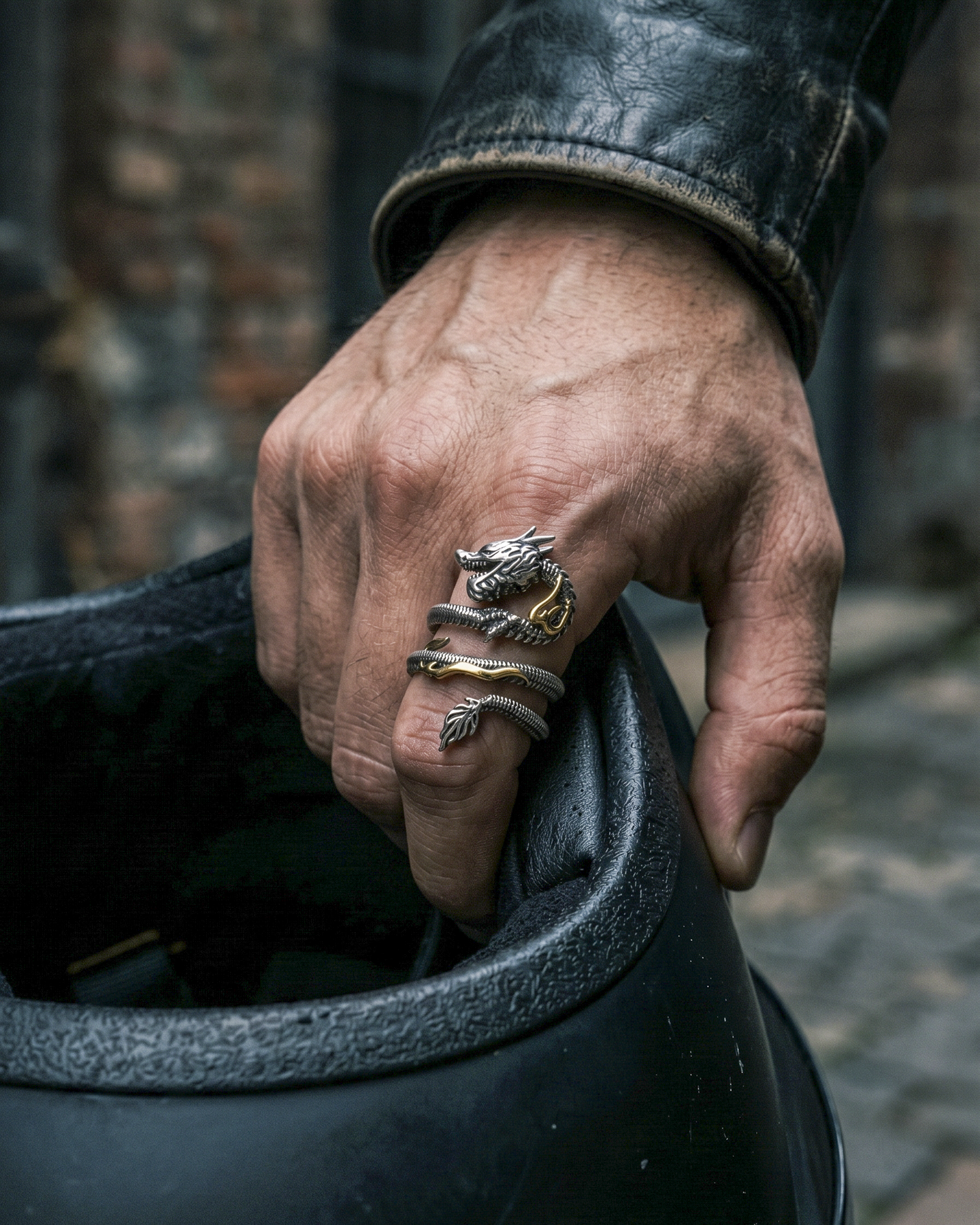 Dragón Imperial – Anillo Ajustable Envolvente