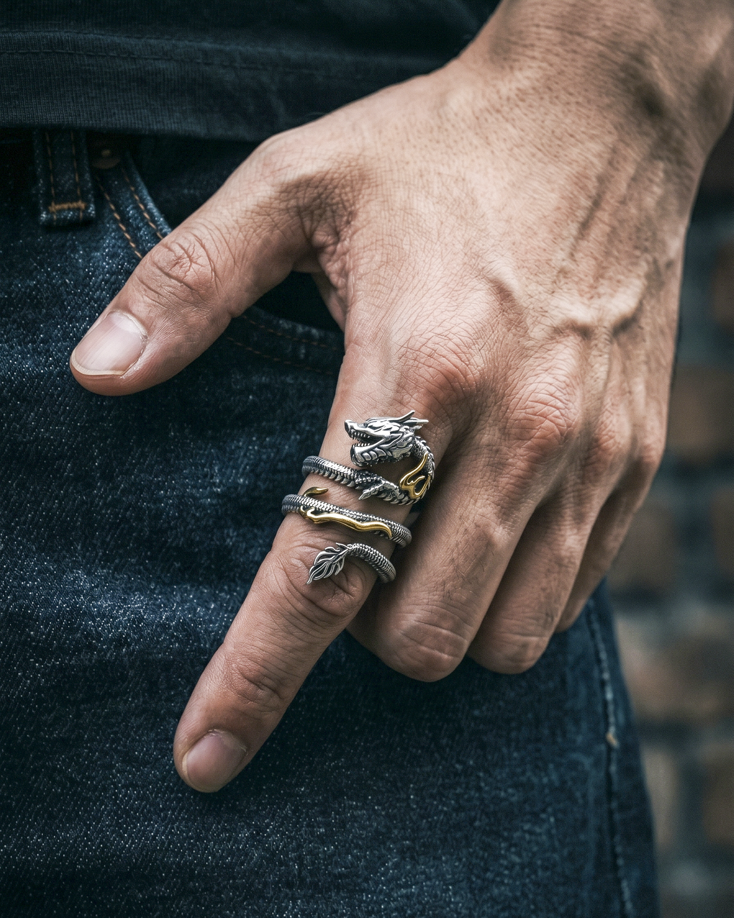 Dragón Imperial – Anillo Ajustable Envolvente