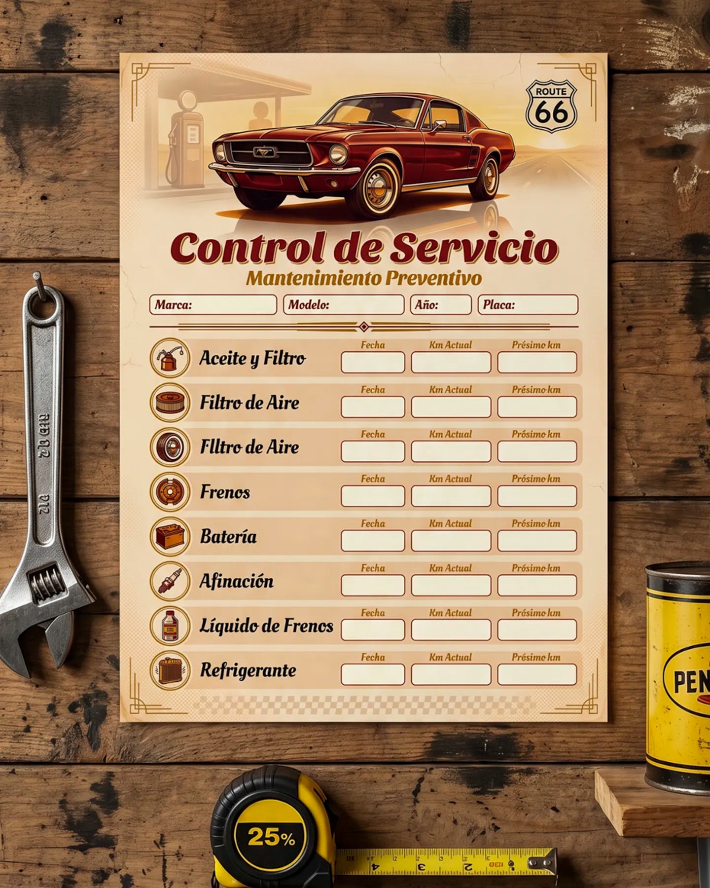 Kit de Control de Mantenimiento Automotriz – Garage & Parabrisas