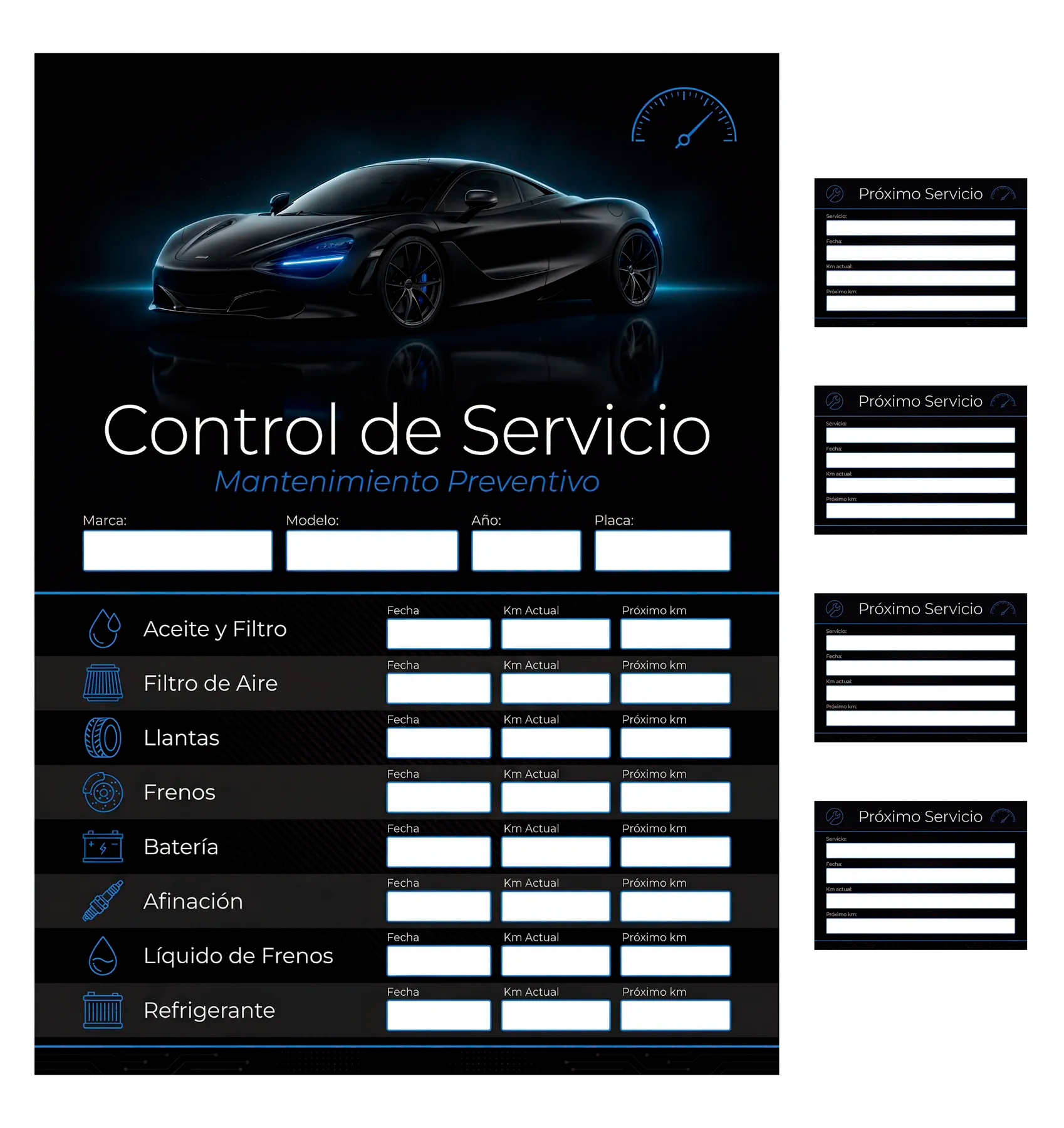 Kit de Control de Mantenimiento Automotriz – Garage & Parabrisas