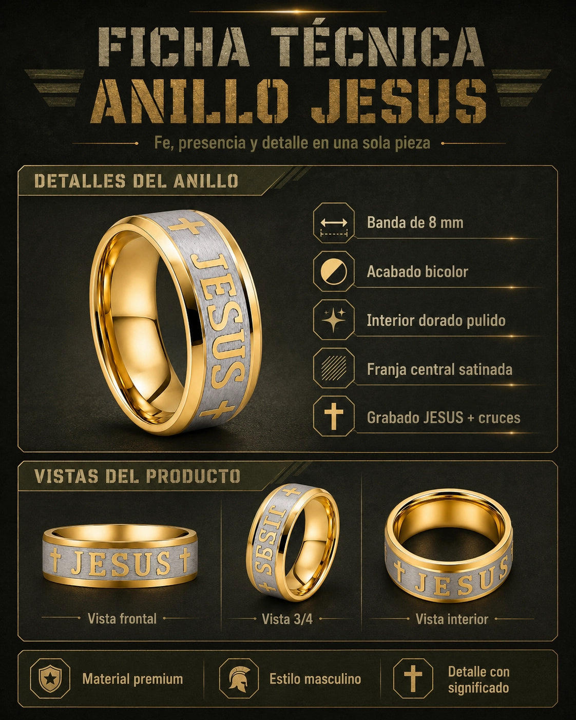 Anillo Guerrero – Fe y Acero