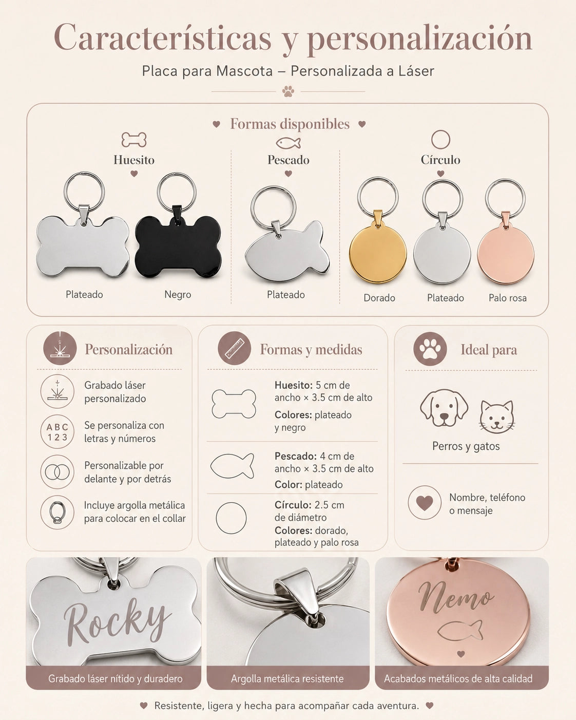 Placa para Mascota – Personalizada a Láser