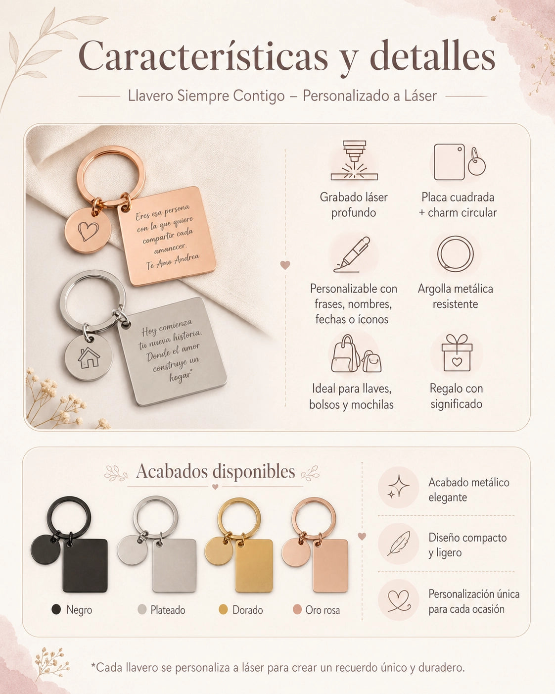 Llavero Siempre Contigo – Personalizado a Láser