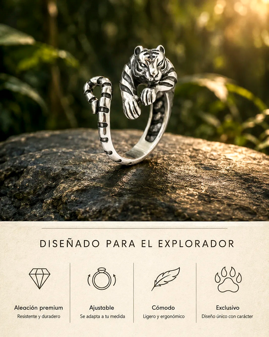 Anillo Tigre Salvaje – Ajustable