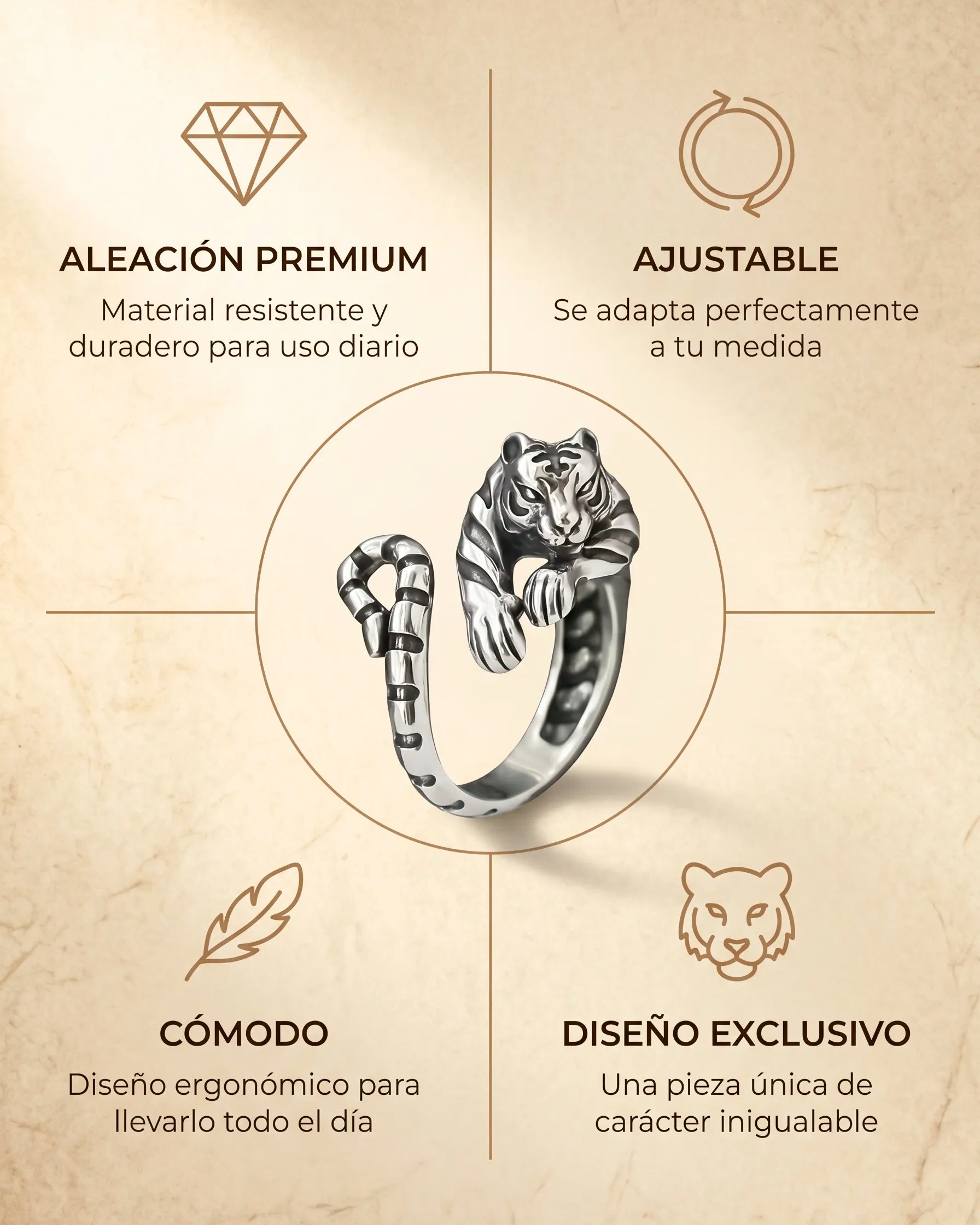 Anillo Tigre Salvaje – Ajustable