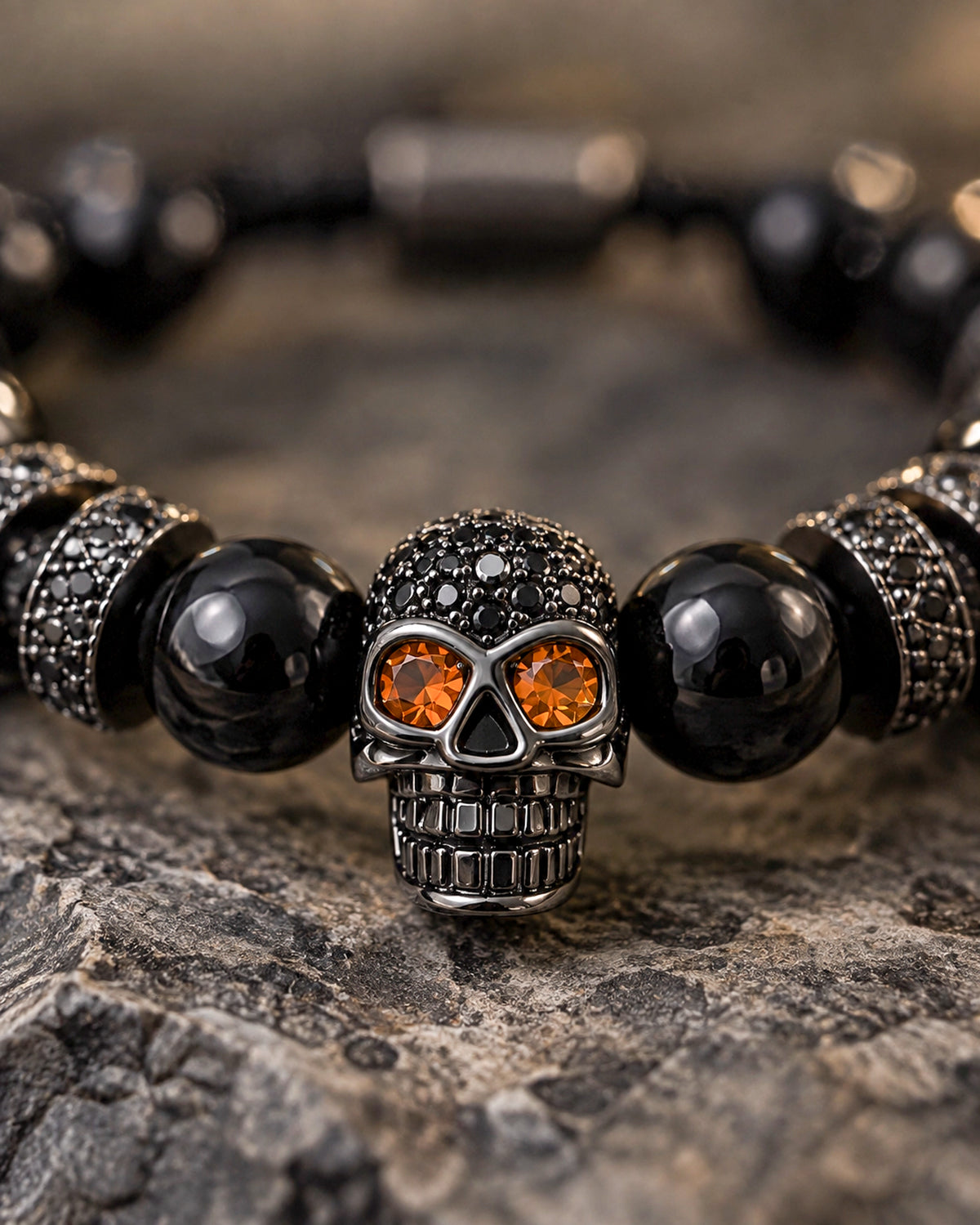 Pulsera Calavera Ojos de Fuego