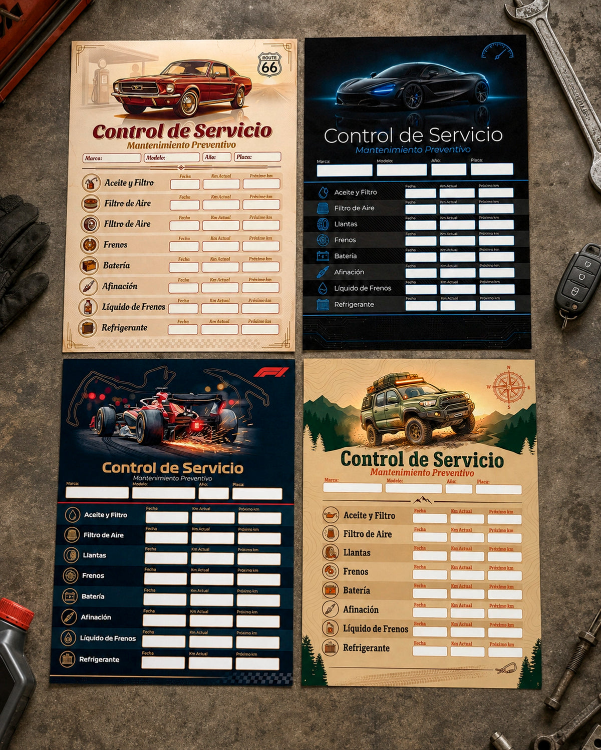 Kit de Control de Mantenimiento Automotriz – Garage & Parabrisas