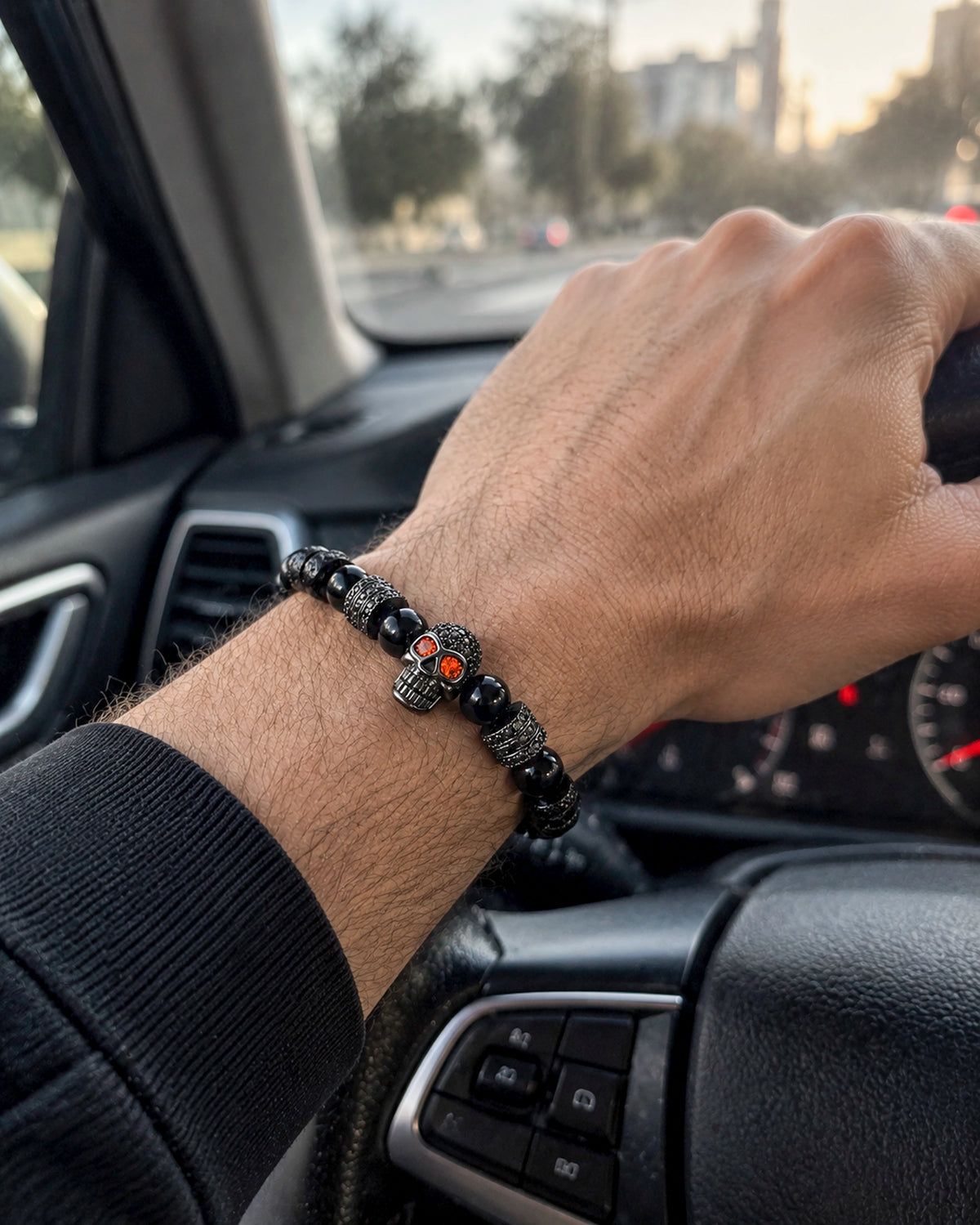 Pulsera Calavera Ojos de Fuego