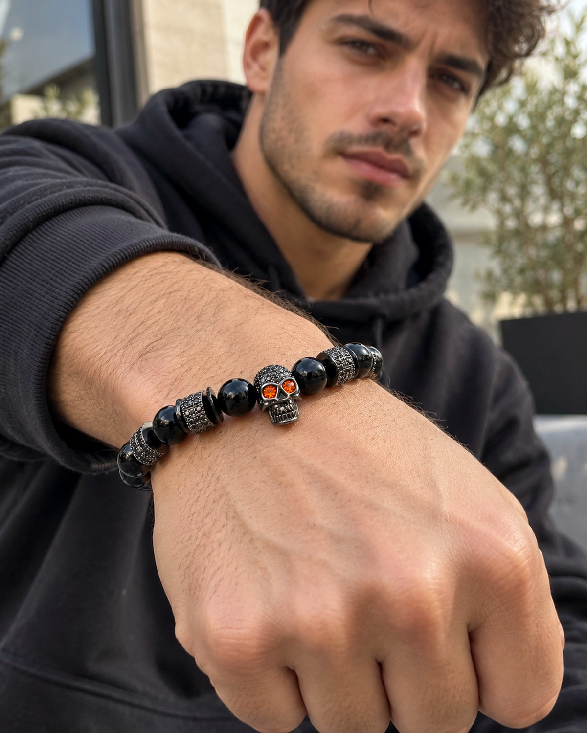 Pulsera Calavera Ojos de Fuego