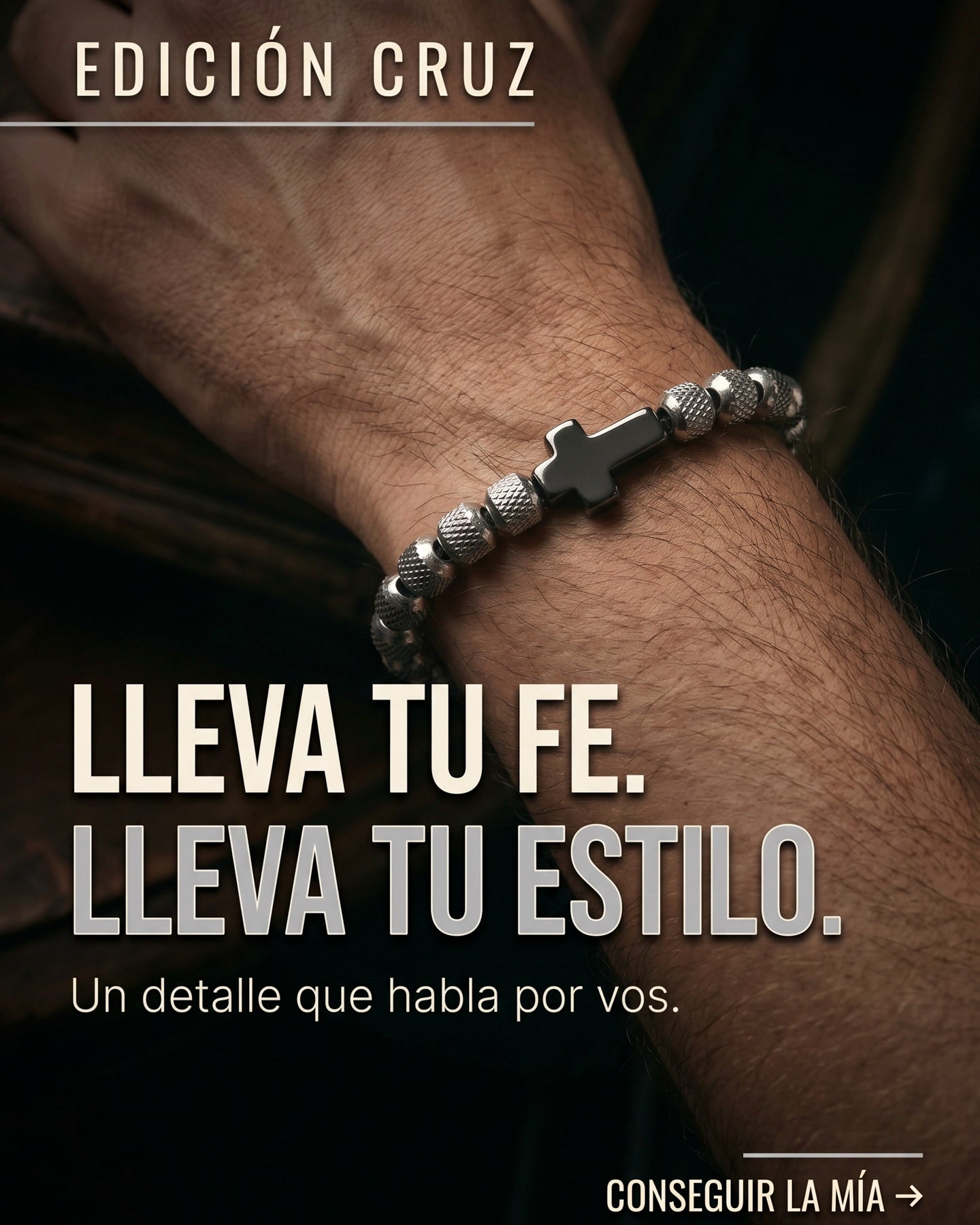 Pulseras Cruz – Negro y Plateado