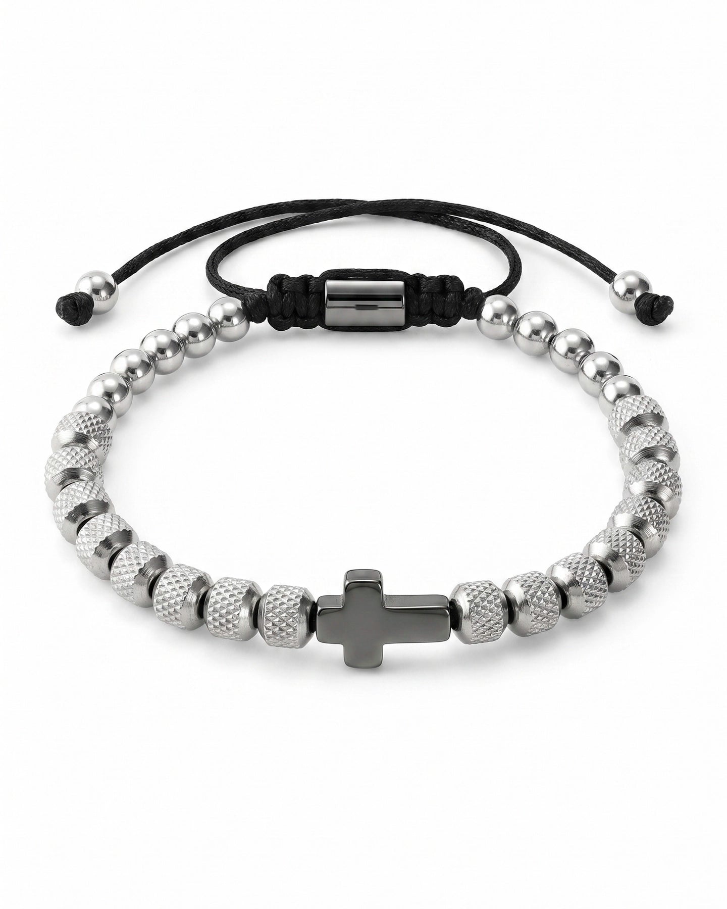Pulseras Cruz – Negro y Plateado