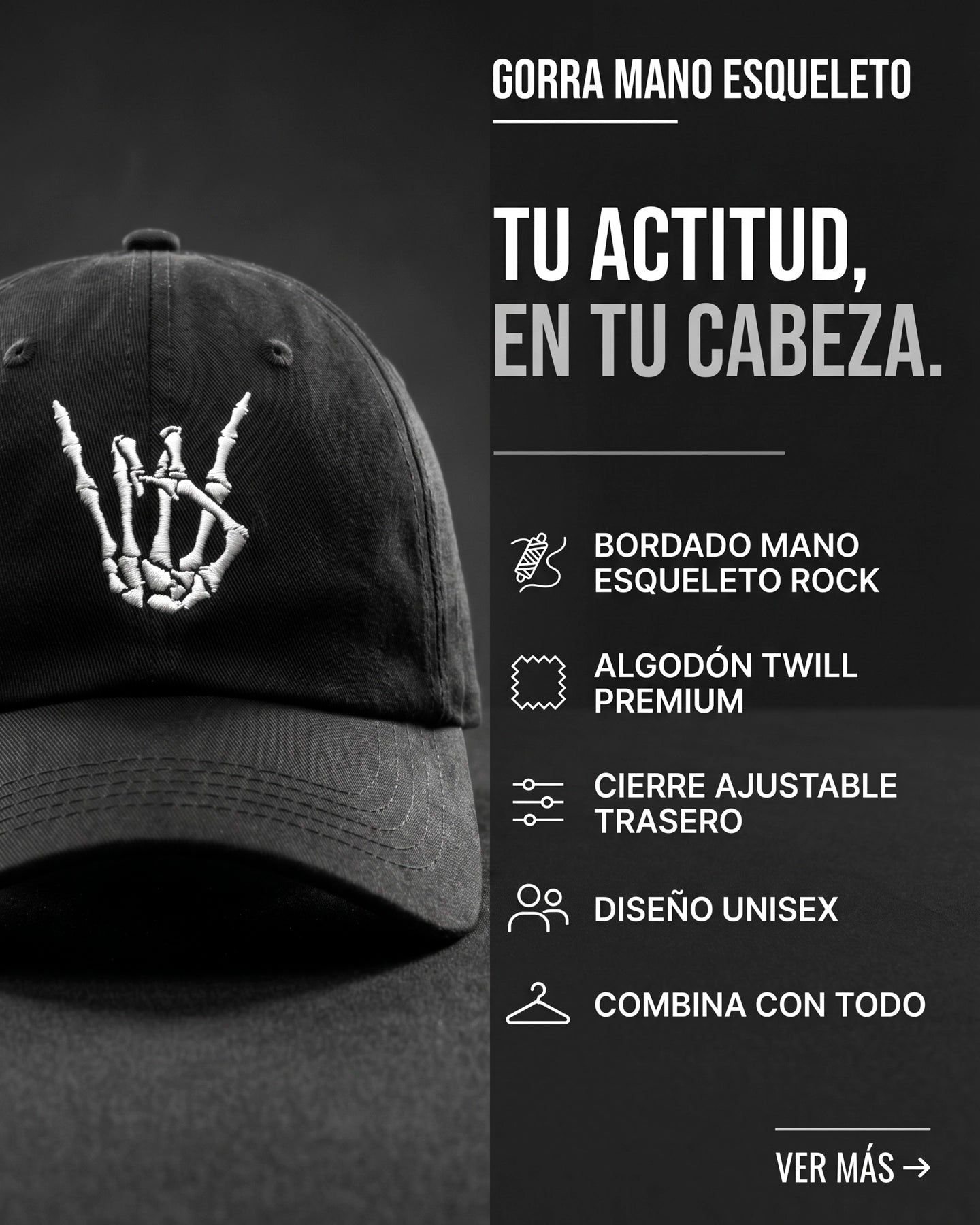 Gorra Mano Esqueleto