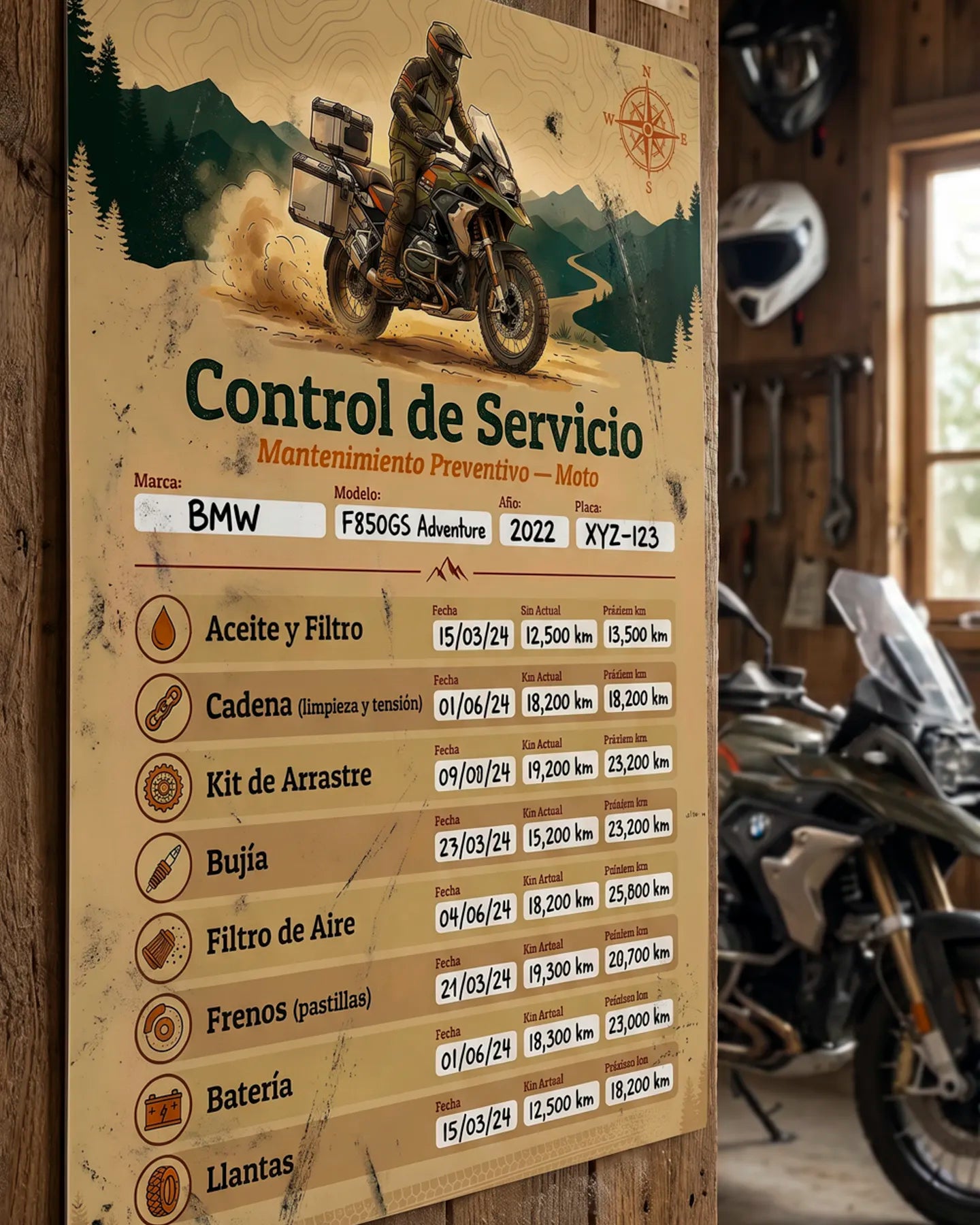 Kit de Control de Servicio para Moto