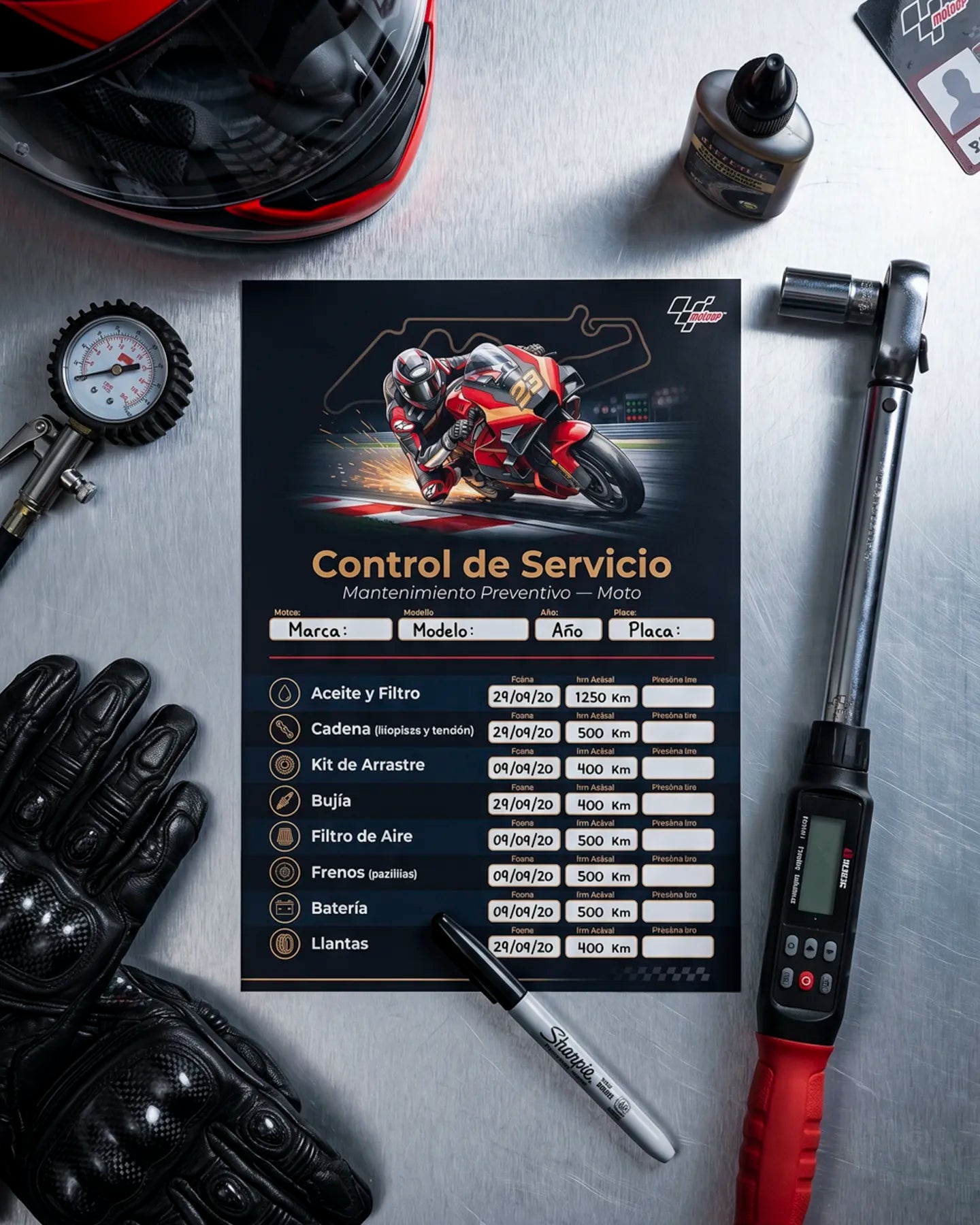 Kit de Control de Servicio para Moto